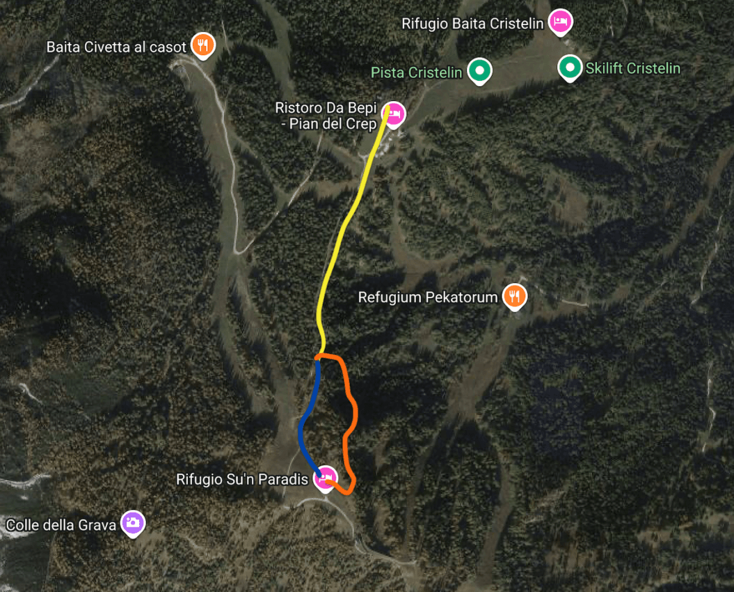 Sentieri da Pian del Crep al Rifugio Su'n Paradis