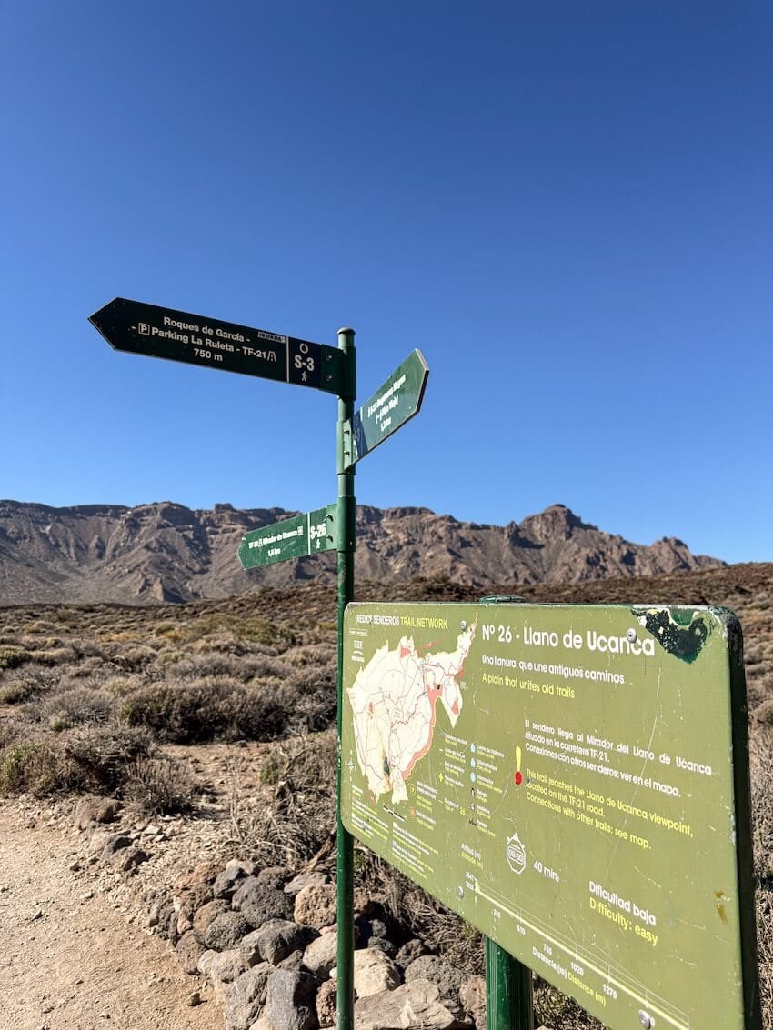 Cartello Indicazioni Ritorno Roques de García Tenerife